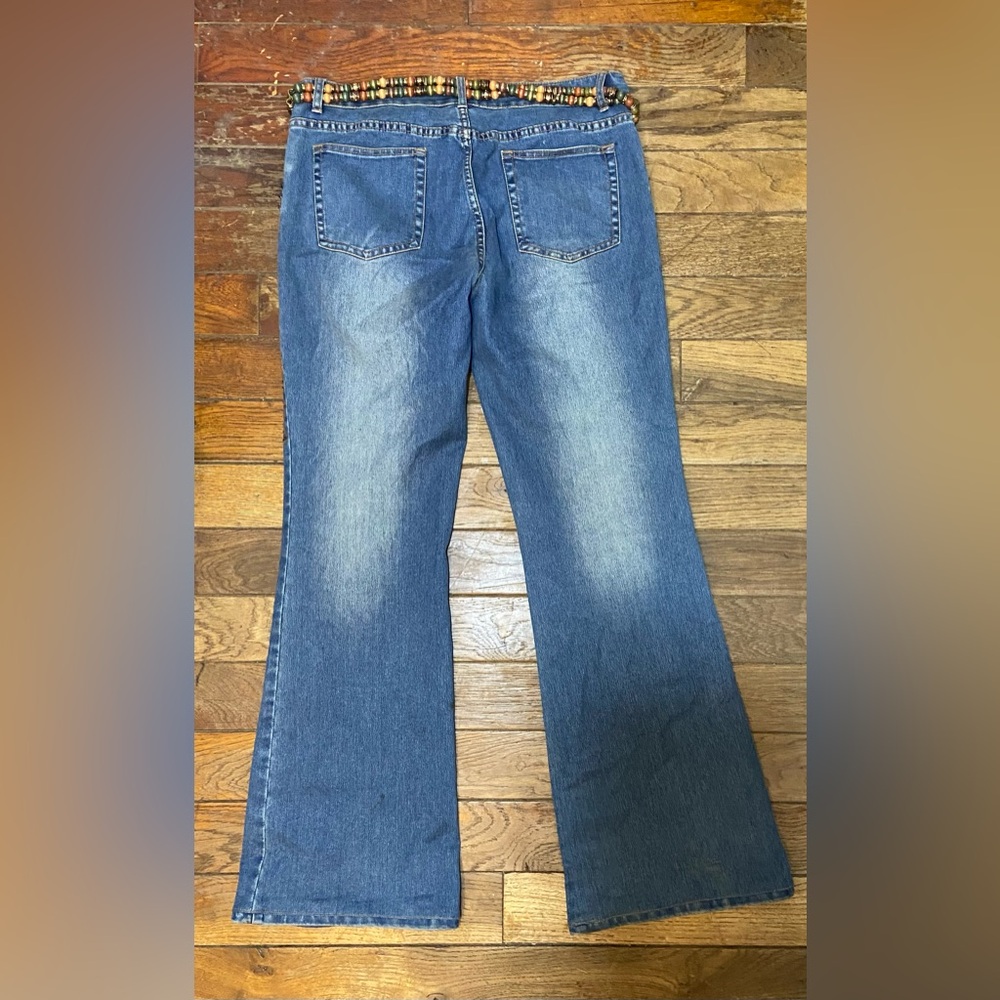 "Y2K Butterfly Embroidered + Jeweled Denim Bootcut Jeans - Etoile Size 12 Women' - Picture 7 of 9